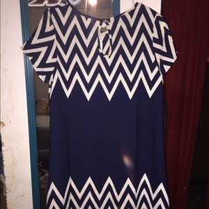 Chevron blue and white dress